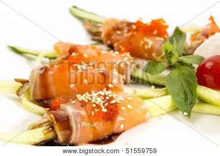 Fish rolls with herbs