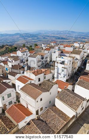 Panoramic view of Pisticci. Basilicata. Southern Italy.