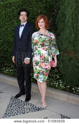 LOS ANGELES - SEP 29:  Geoffrey Arend, Christina Hendricks at the Rape Foundation Annual Brunch at Green Acres Estate on September 29, 2013 in Beverly Hills, CA