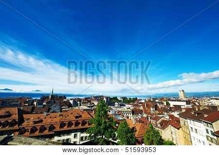 Skyline of Lausanne (Losanna) city, Switzerland. 