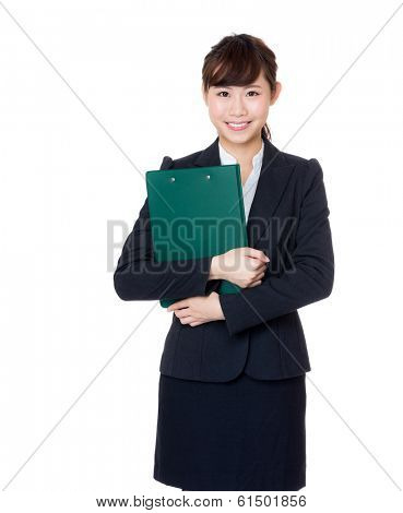 Asia woman holding filepad
