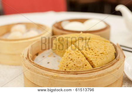 Ma Lai Gao, Also Known As Malay Cake, Served At A Hong Kong Dim Sum Restaurant