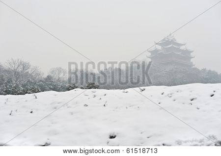 City God Pavilion Seen From Wushan Square, Hangzhou, China
