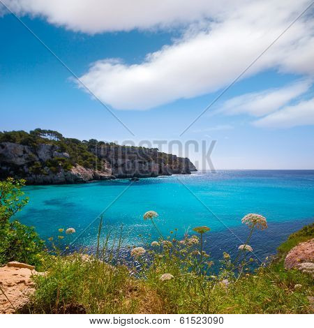 Cala Macarella Ciudadela Menorca turquoise Mediterranean sea in Balearic islands