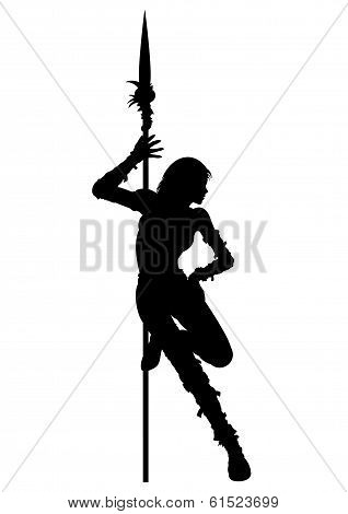 Striptease Silhouette Of Warrior Woman