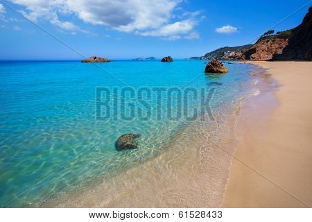Ibiza Aigues Blanques Aguas Blancas Beach at Santa Eulalia Balearic Islands of spain