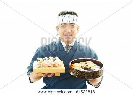 Portrait of a sushi chef