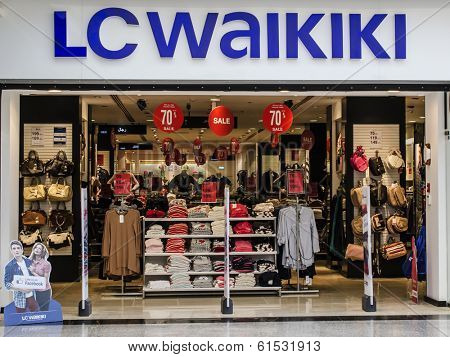 HURGHADA, EGYPTt - MARCH 16, 2014: Showcase mono-brand store LC Waikiki. LC Waikiki - European clothing manufacturer, is an international brand 