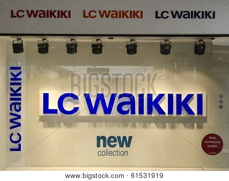HURGHADA, EGYPTt - MARCH 16, 2014: Showcase mono-brand store LC Waikiki. LC Waikiki - European clothing manufacturer, is an international brand 