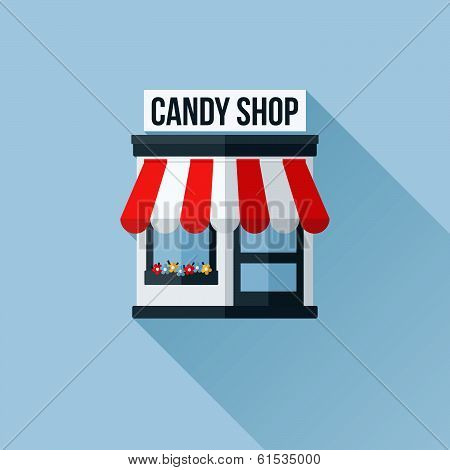 Vector Icon Of Stylish Shop Or Store Or Boutique With Awning