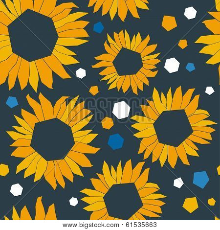 Seamless pattern with sunflowers