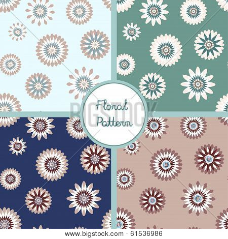 Seamless pattern set with decorative flowers