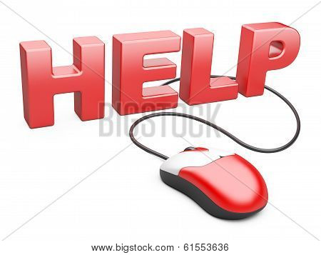 Computer Mouse Connected To The Word Help - Internet Concept