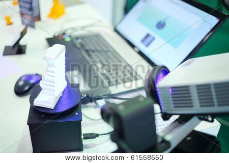 MOSCOW, RUSSIA - JAN 25, 2014: 3D-scanner at Geek Picnic, largest European festival of modern technology, science and art.