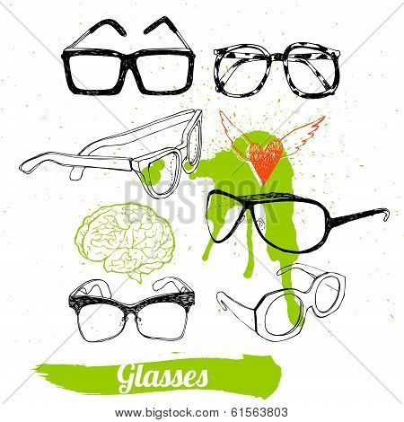 Set glasses and sunglasses