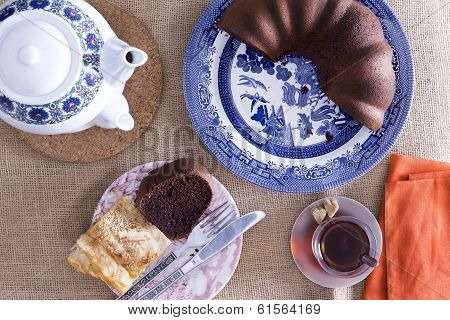 Turkish Borek And Chocolate Cake For Tea