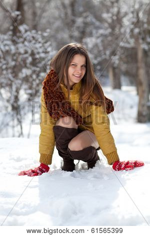 Portrait of a beautiful girl in the early springr. Spring girl.