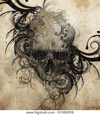 Sketch of tattoo art, handmade illustration