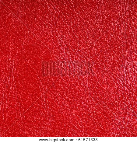 Red Textured Leather Grunge Background Closeup