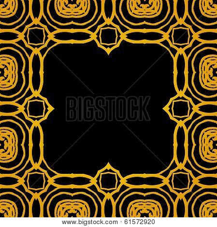 Vector geometric art deco frame with gold shapes
