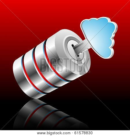 Concept of private information base as a cloud. illustration.