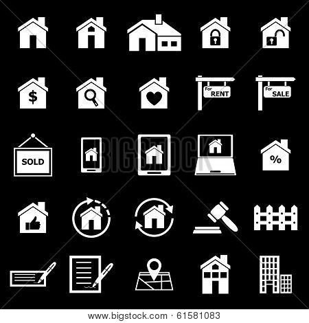 Real Estate Icons On Black Background