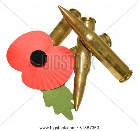 Remembrance Day Poppy And Bullets