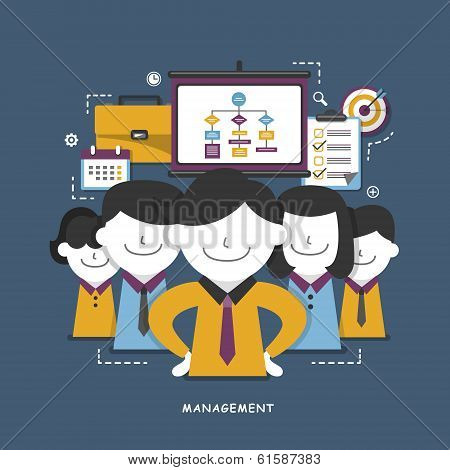 Flat Design Concept Of Business Management