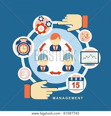 Flat Design Concept Of Business Management