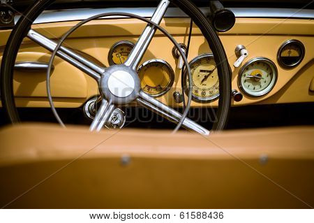 Interior of old vintage car