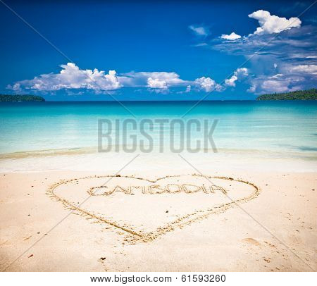 Beautiful turquoise beach on  Koh Rong Samloem island  in Cambodia.