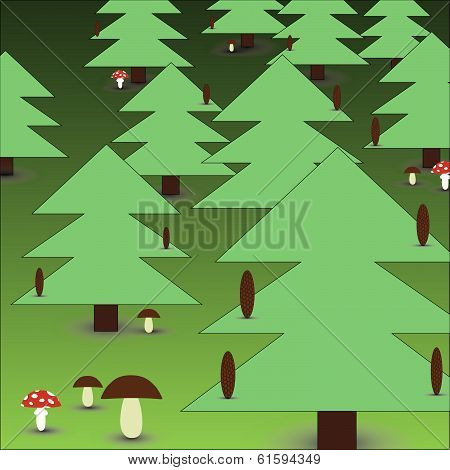 forest with mushrooms eps10