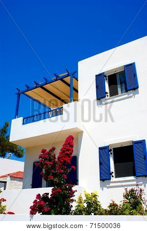 Greek Traditional House Located At Santorini Island