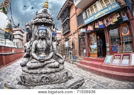 Buddha Statue Near Kathesimbhu Stupa