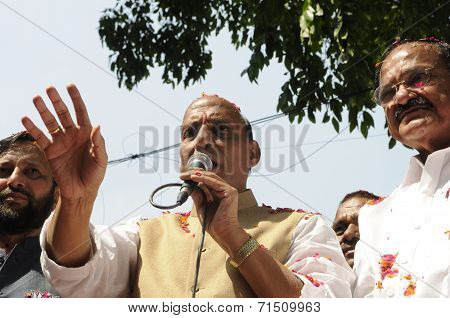Rajnath Singh giving speech