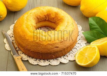 cake and yellow lemons