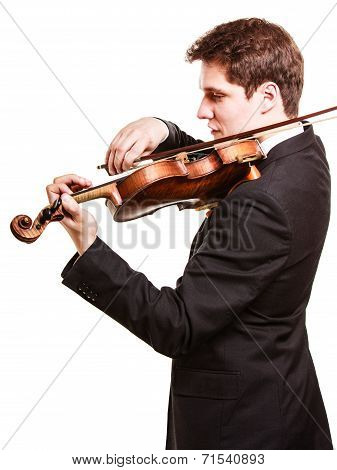 Man Violinist Playing Violin. Classical Music Art