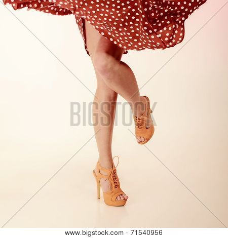 Pinup Style. Sexy Female Legs In Dance.