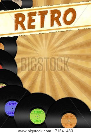 retro stylized flyer with colorful vinyls