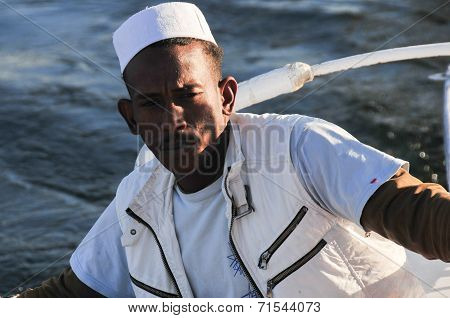 Felucca Sailor - Aswan, Egypt