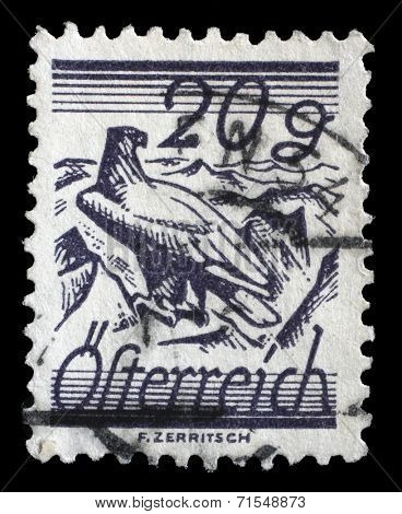 AUSTRIA - CIRCA 1925: stamp printed by Austria, shows White Shouldered Eagle, circa 1925