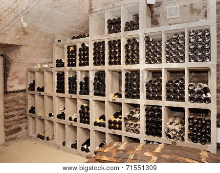 Wine cellar with old riesling wine