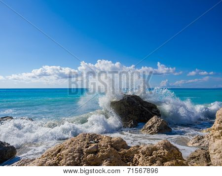 The famous Kathisma beach in Lefkada Greece