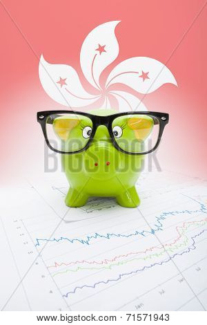 Piggy Bank With Flag On Background - Hong Kong