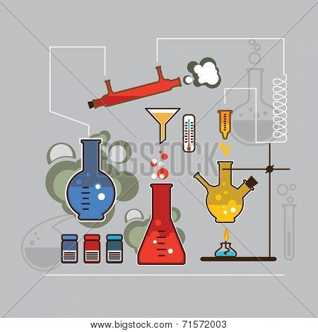 Chemistry laboratory infographic flat elements vector illustration.