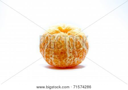 The piece of orange fruit in white background
