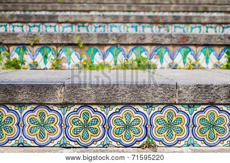 Ceramic Tiles On The Staircase