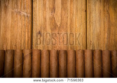 Cigars On Rustic Table