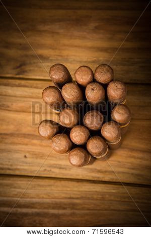 Cigars On Rustic Table