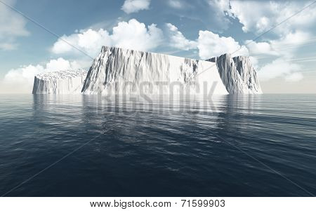 3D render of icebergs in the ocean